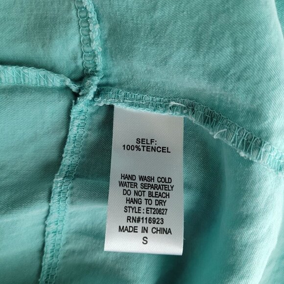 Easel Short Sleeve Top Size Small 100% Tencel Ruffle Boho Oversized Tassel Teal - Picture 6 of 8